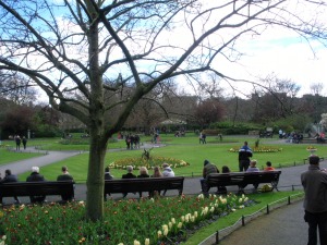 Blick in den blühenden St Stephen's Green Park